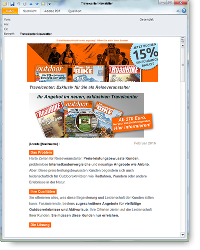 Motor Presse Stuttgart E-Mailing Travelcenter