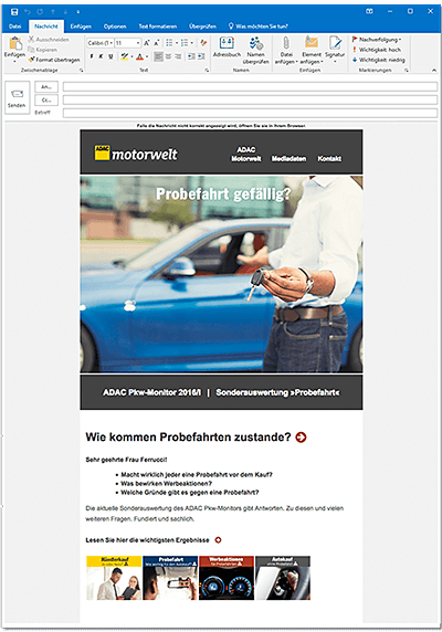 ADAC Verlag: ADAC Pkw-Monitor ADAC Verlag: Mailing ADAC Pkw-Monitor