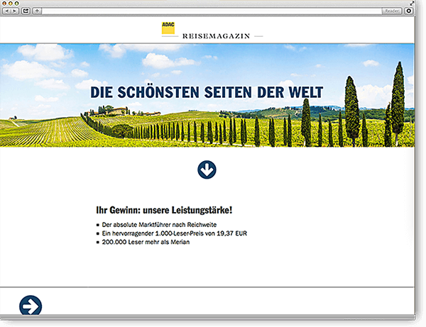 Landingpage ADAC Reisemagazin Landingpage ADAC Reisemagazin